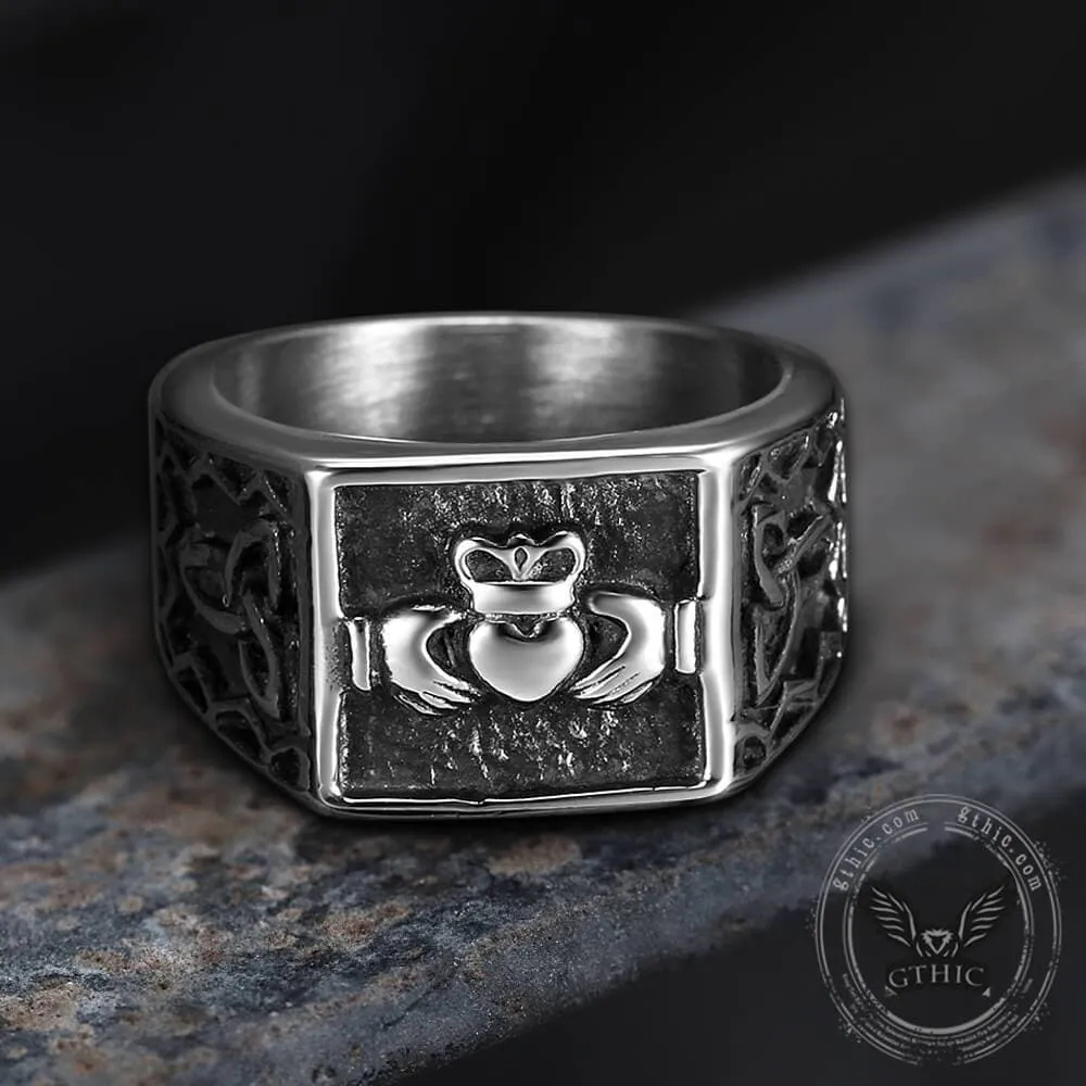 Irish Claddagh Stainless Steel Celtic Knots Ring