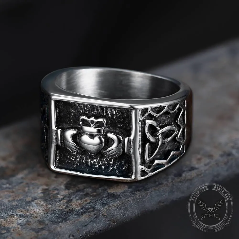 Irish Claddagh Stainless Steel Celtic Knots Ring