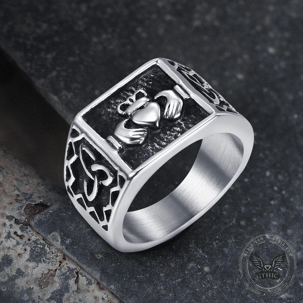 Irish Claddagh Stainless Steel Celtic Knots Ring