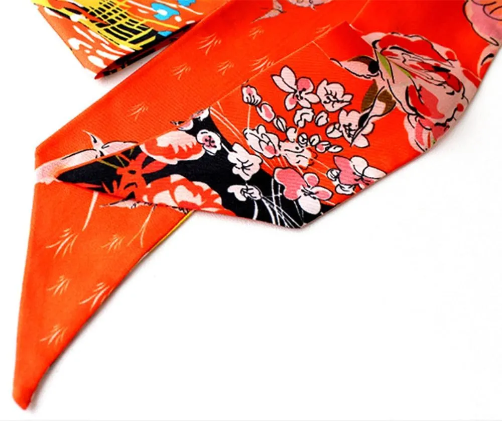 JERLA 100% Mulberry silk Scarf bag scarf Head Hair Ribbon Handbag Handle wrap Tie Bundle Scarf Neckerchief Scarf for women