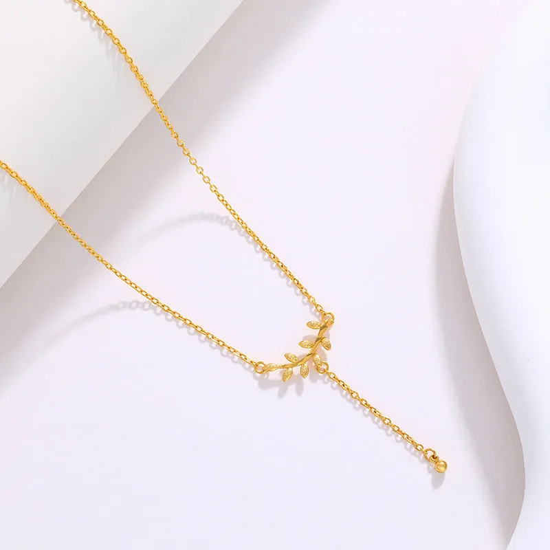 Jewelry Tassel Pearl Pendant Leaf Necklace Female Niche Design Temperament Clavicle Chain Jewelry