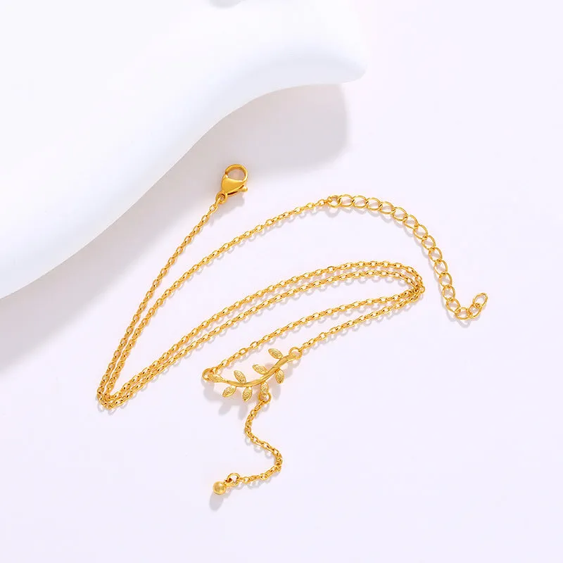 Jewelry Tassel Pearl Pendant Leaf Necklace Female Niche Design Temperament Clavicle Chain Jewelry