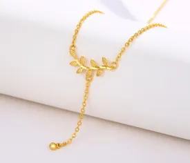 Jewelry Tassel Pearl Pendant Leaf Necklace Female Niche Design Temperament Clavicle Chain Jewelry