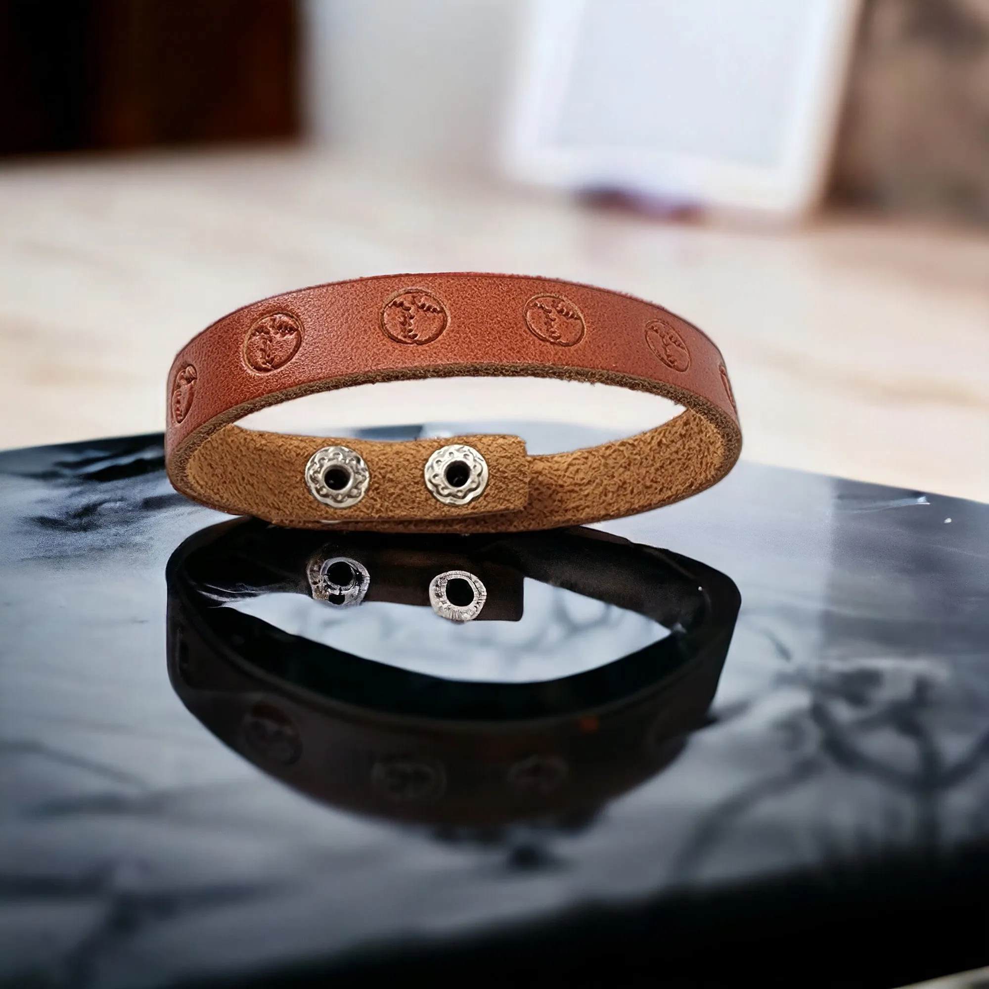 Leather Bracelet Baseball - Softball Philippians 4:13 -Stamped