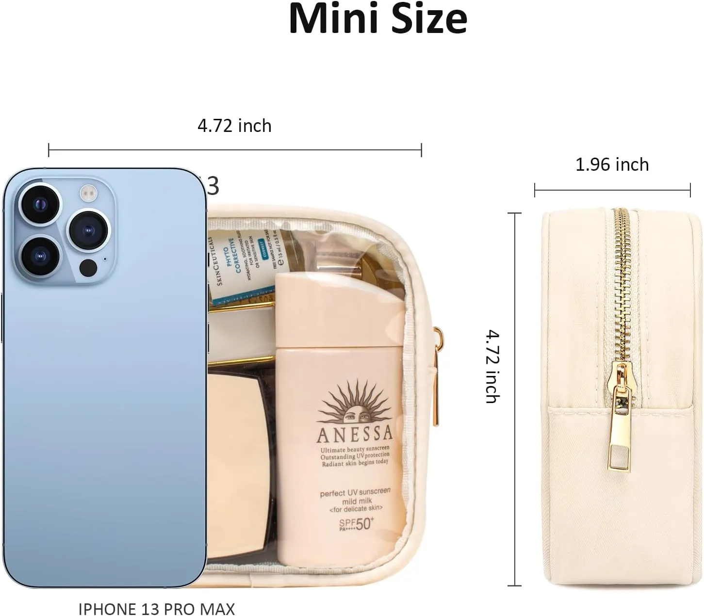 LETGO Small Clear Makeup Bag for Purse Small Cosmetic Bag Travel Size Toiletry Bags Cute Travel Makeup Bag,Coin Purse,Car Asscessories Organizer Storage Travel Essentials for Women Girls(Clear-Beige)