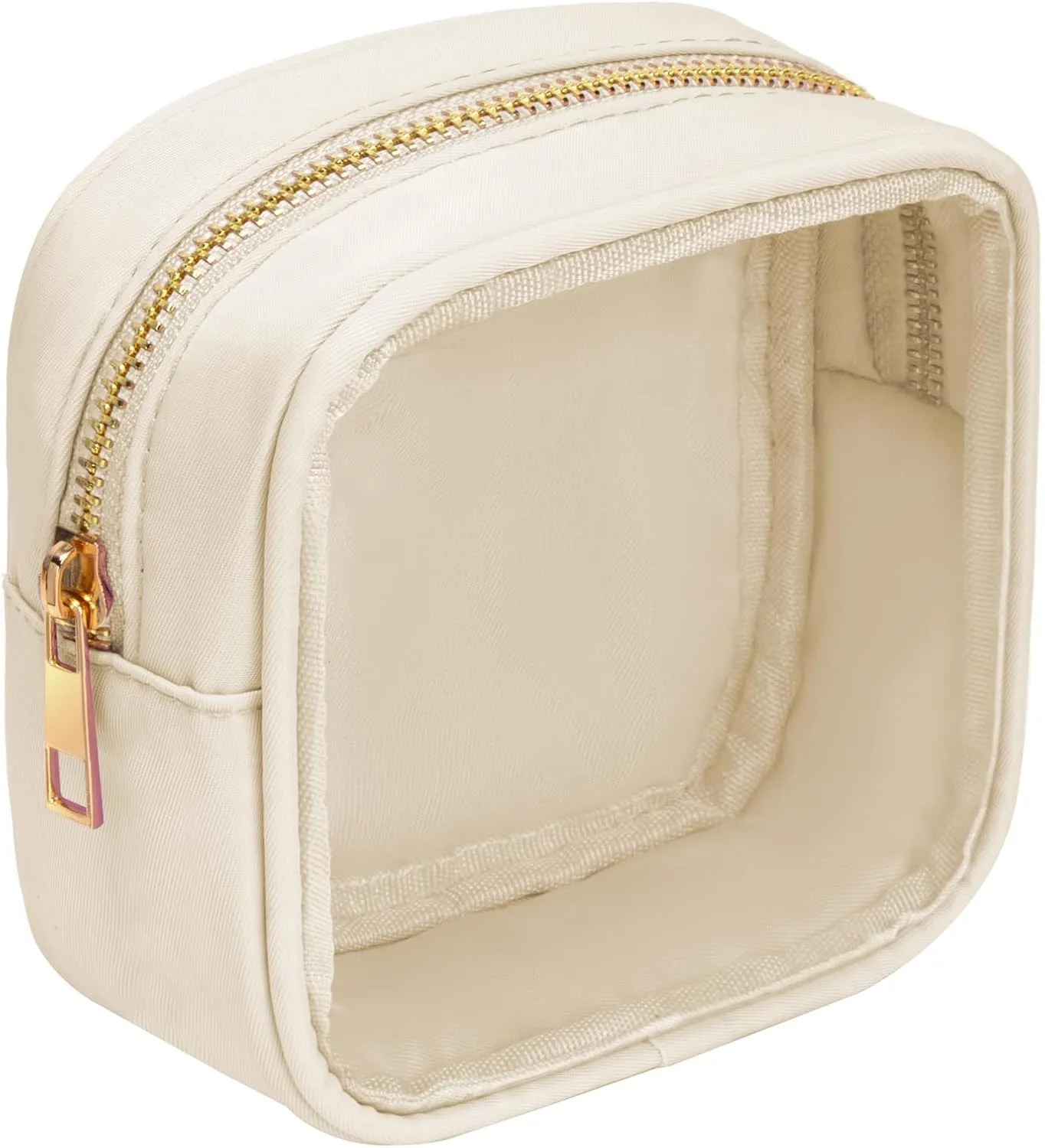 LETGO Small Clear Makeup Bag for Purse Small Cosmetic Bag Travel Size Toiletry Bags Cute Travel Makeup Bag,Coin Purse,Car Asscessories Organizer Storage Travel Essentials for Women Girls(Clear-Beige)
