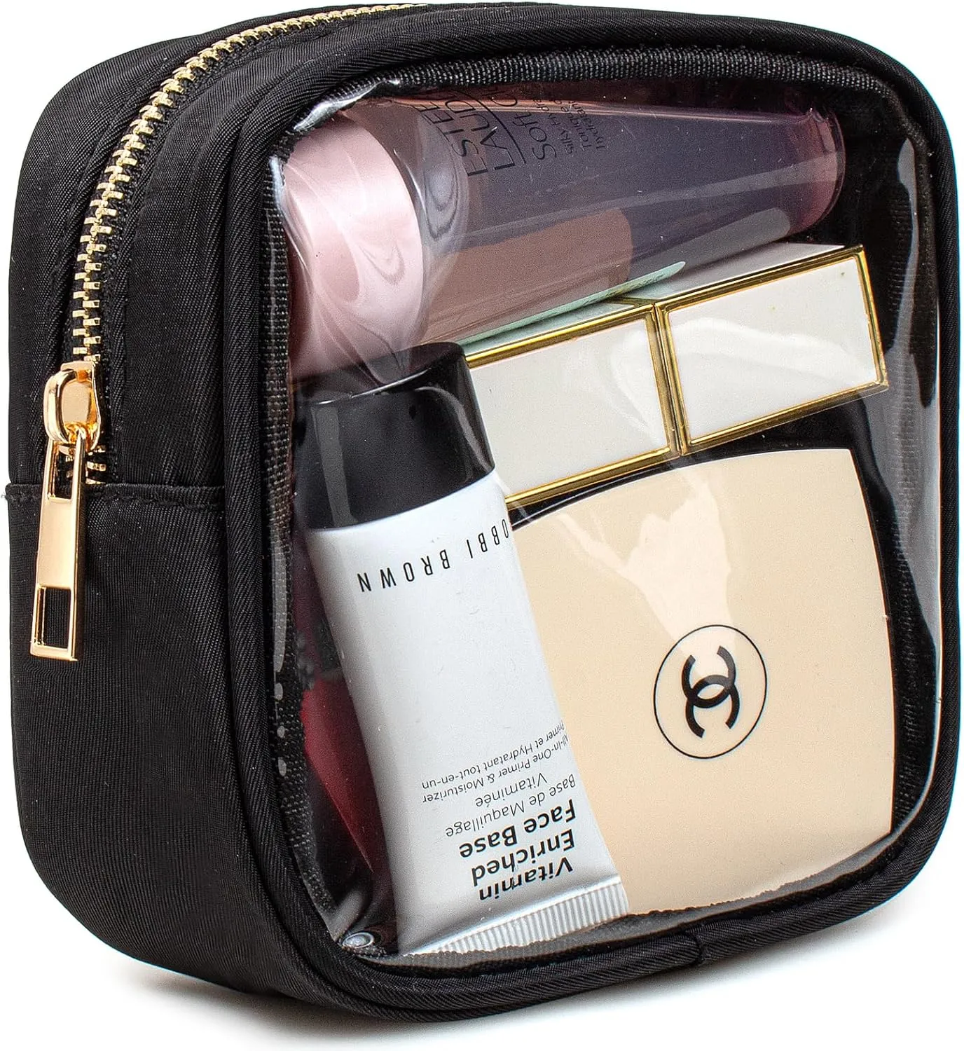 LETGO Small Clear Makeup Bag for Purse Small Cosmetic Bag Travel Size Toiletry Bags Cute Travel Makeup Bag,Coin Purse,Car Asscessories Organizer Storage Travel Essentials for Women Girls(Clear-Black)