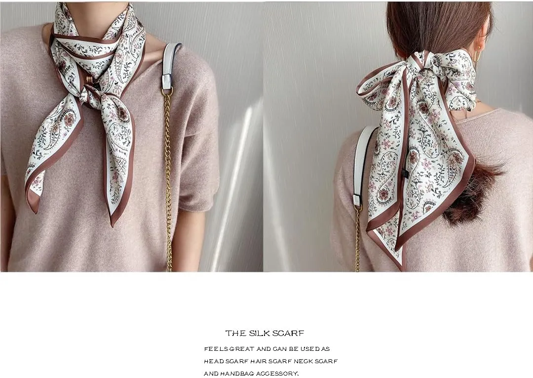 Livrerpi Silk Feeling Head Scarf Fashion Satin Hair Scarf Square Long Scarves for Women Gifts