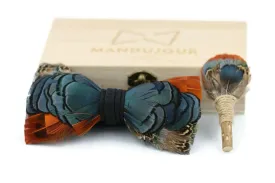 Los Angeles Feather Bow Tie & Lapel pin set