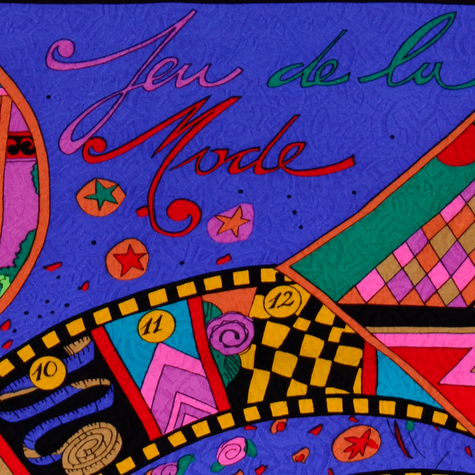Louis Feraud Vintage Jeu de la Mode Couture Fashion Filmstrip Silk Scarf