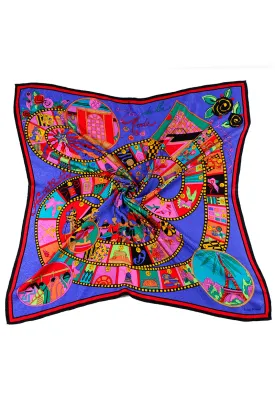 Louis Feraud Vintage Jeu de la Mode Couture Fashion Filmstrip Silk Scarf