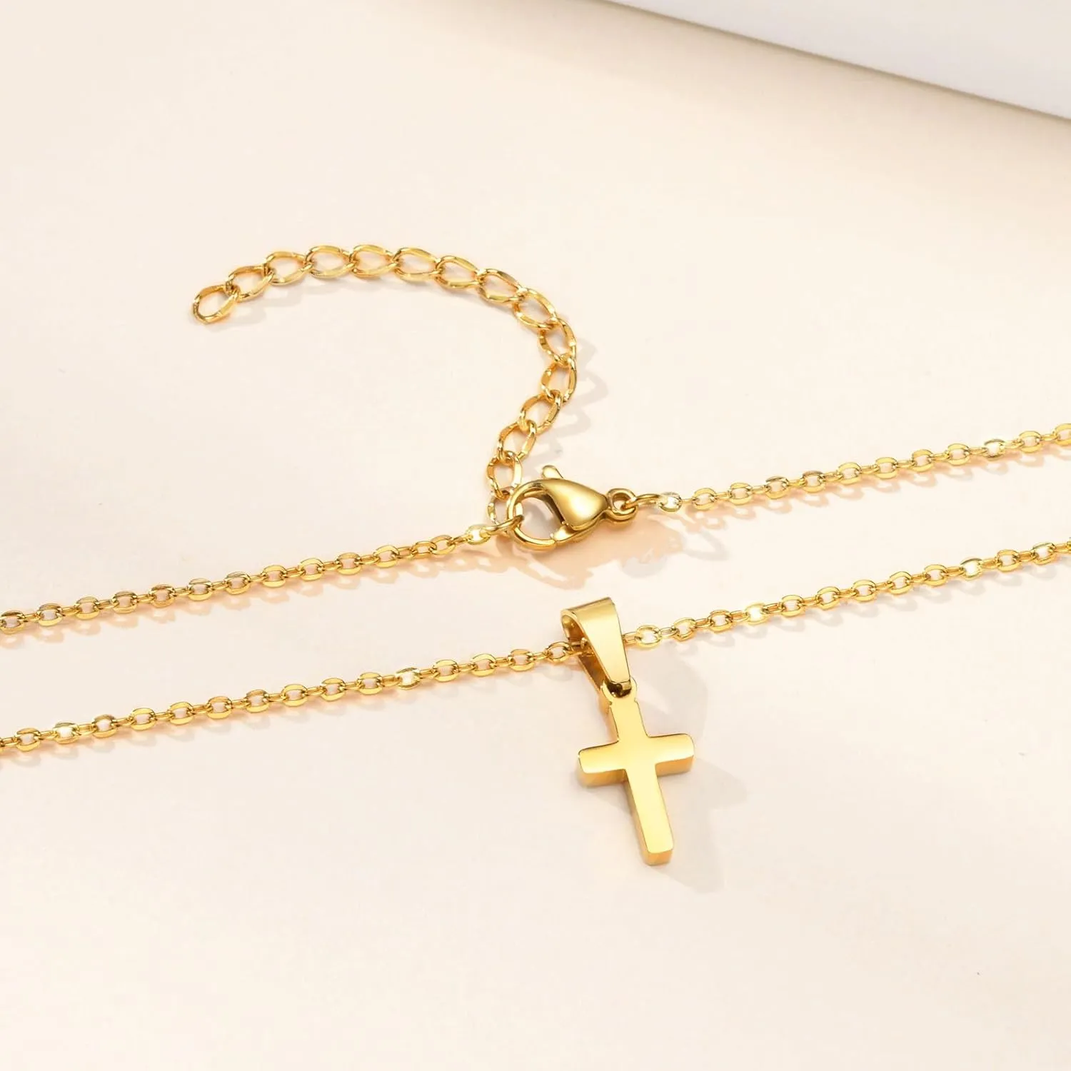 MEALGUET Easter Gift Cross Necklace for Kids : Minimalist Gold Plated/Silver Cross Chain Necklace Jewelry Christmas Gift First Communion Baptism Gifts for Teenage Girls Boys Son Easter Baskets