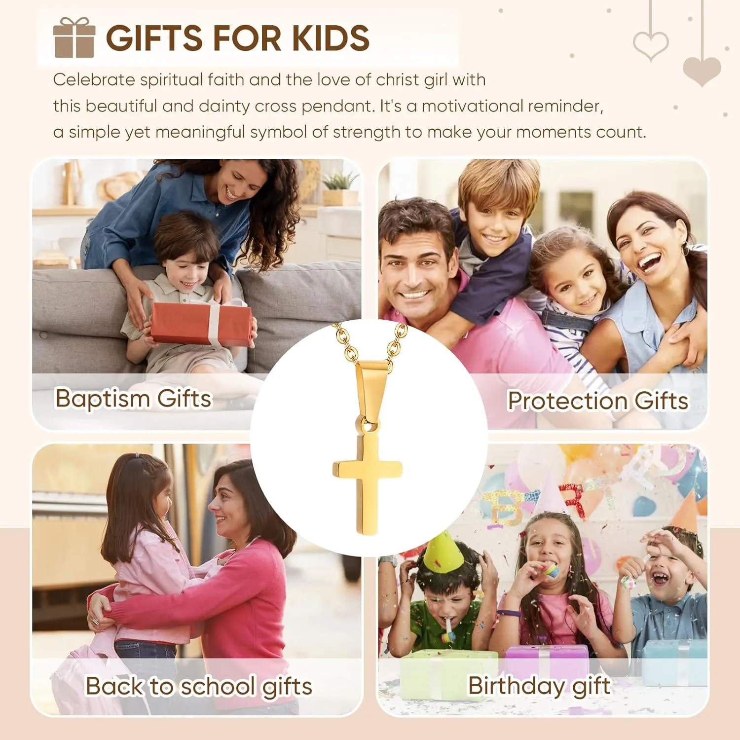 MEALGUET Easter Gift Cross Necklace for Kids : Minimalist Gold Plated/Silver Cross Chain Necklace Jewelry Christmas Gift First Communion Baptism Gifts for Teenage Girls Boys Son Easter Baskets