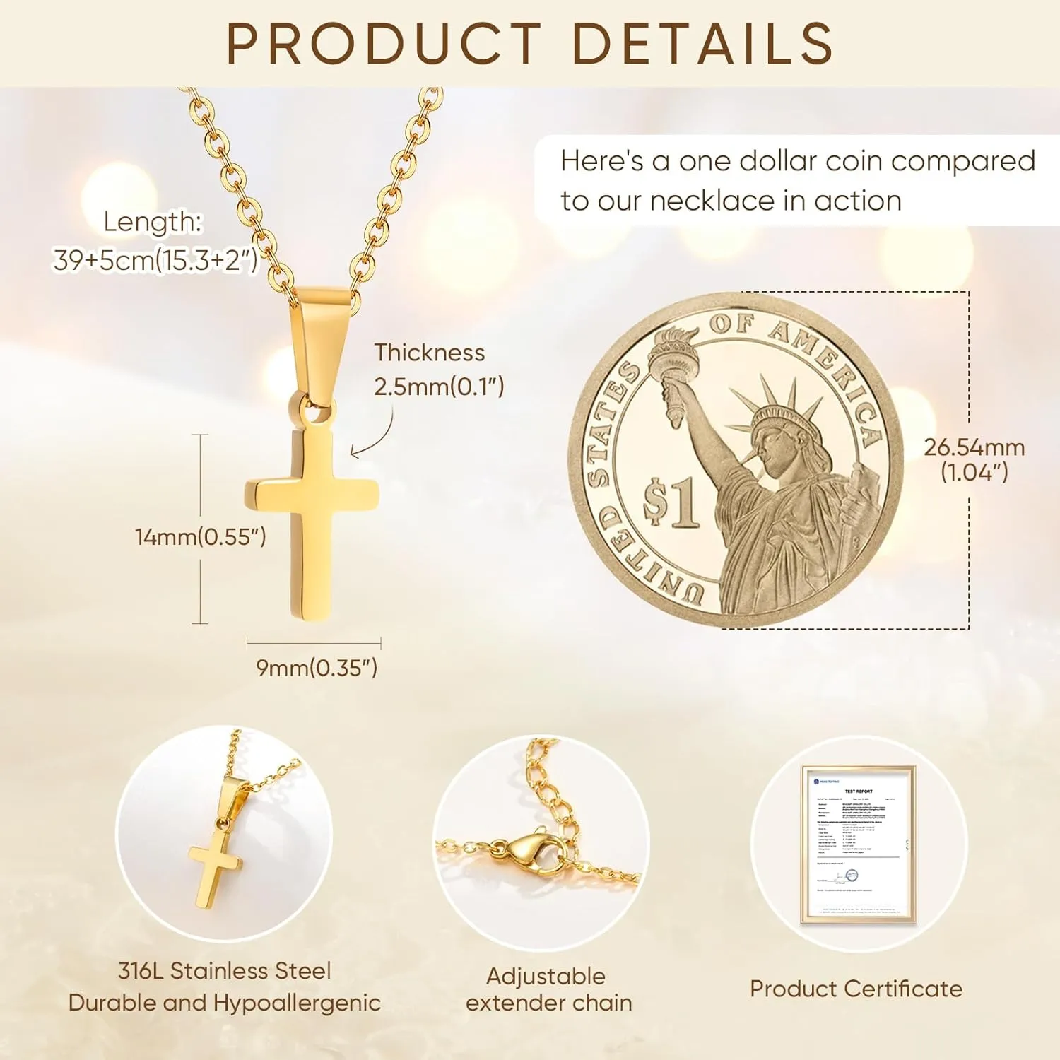 MEALGUET Easter Gift Cross Necklace for Kids : Minimalist Gold Plated/Silver Cross Chain Necklace Jewelry Christmas Gift First Communion Baptism Gifts for Teenage Girls Boys Son Easter Baskets