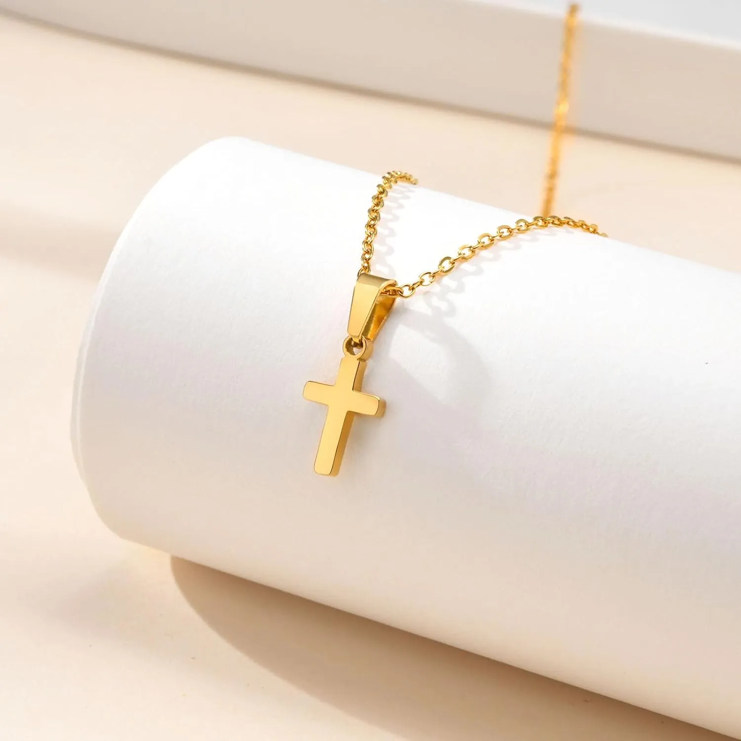 MEALGUET Easter Gift Cross Necklace for Kids : Minimalist Gold Plated/Silver Cross Chain Necklace Jewelry Christmas Gift First Communion Baptism Gifts for Teenage Girls Boys Son Easter Baskets