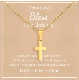 MEALGUET Easter Gift Cross Necklace for Kids : Minimalist Gold Plated/Silver Cross Chain Necklace Jewelry Christmas Gift First Communion Baptism Gifts for Teenage Girls Boys Son Easter Baskets