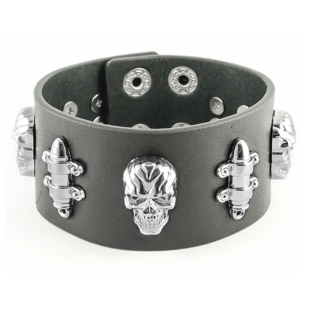 Men's &amp; Bullet Leather Bracelet