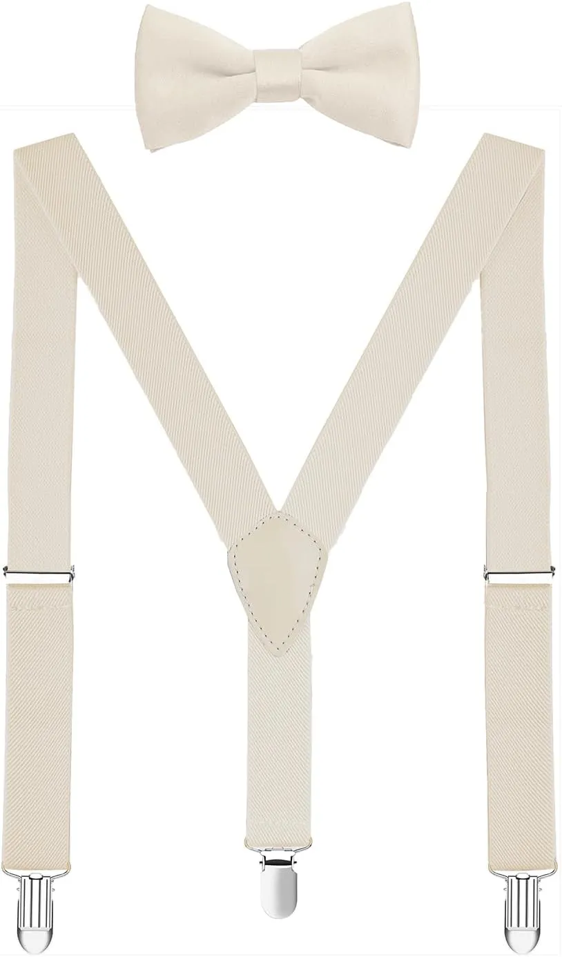 Men's Boys' Suspenders and Bow Tie Set Adjustable Y Back