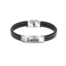 Mens Leather Name Bracelet - Gifts For Him