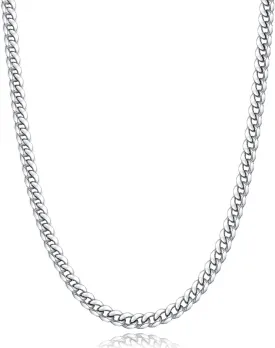 Momlovu Fathers Day Gifts Gold Chain Silver Chain for Men Boys, 4mm/6mm Non-Tarnish 18K Gold-Plated Cuban Link Chain, Cool Men's Necklace Chain 18/20/22/24/26 Inch, Durable Lobster Clasp