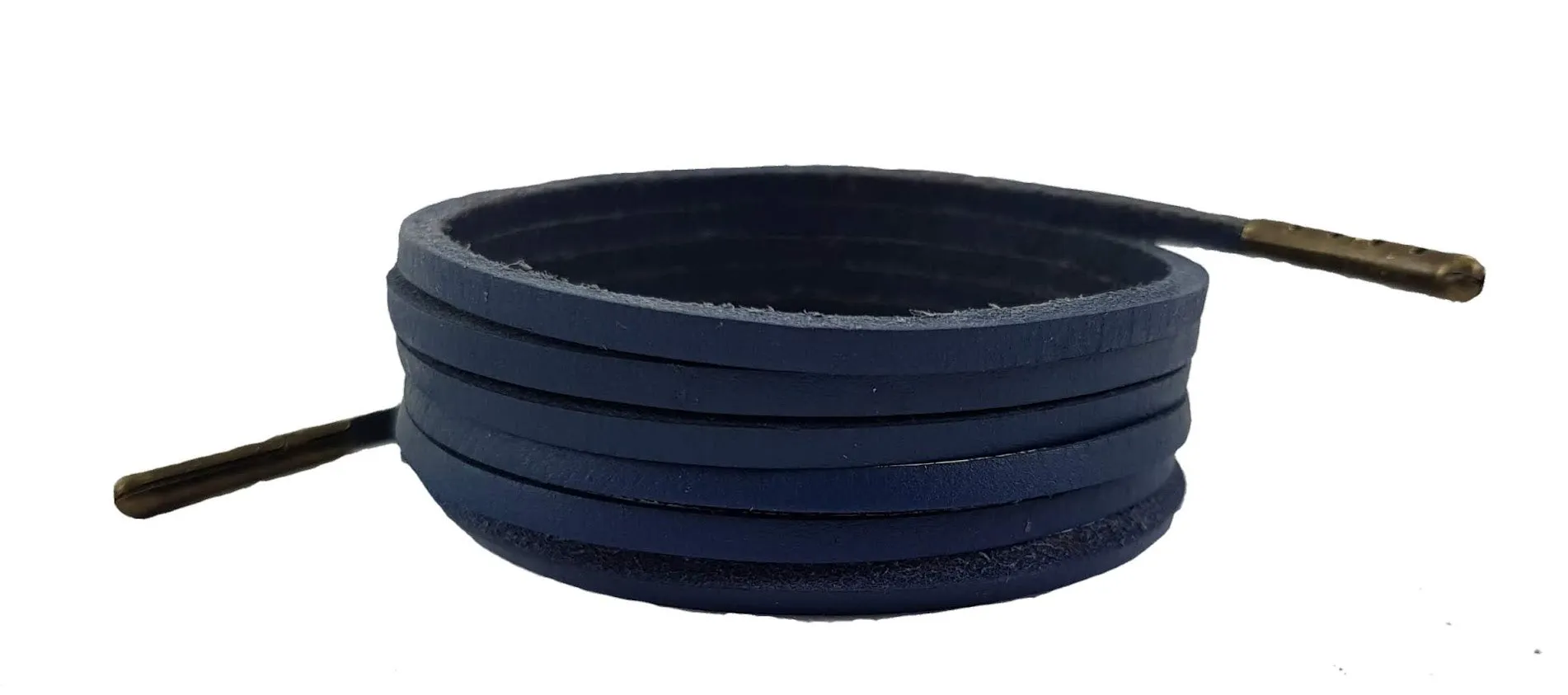 Navy leather Shoelaces deluxe 3 mm Square