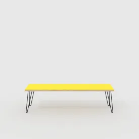 Plywood Bench Seat with Black Hairpin Legs - Formica Chrome Yellow - 1600(w) x 400(d)