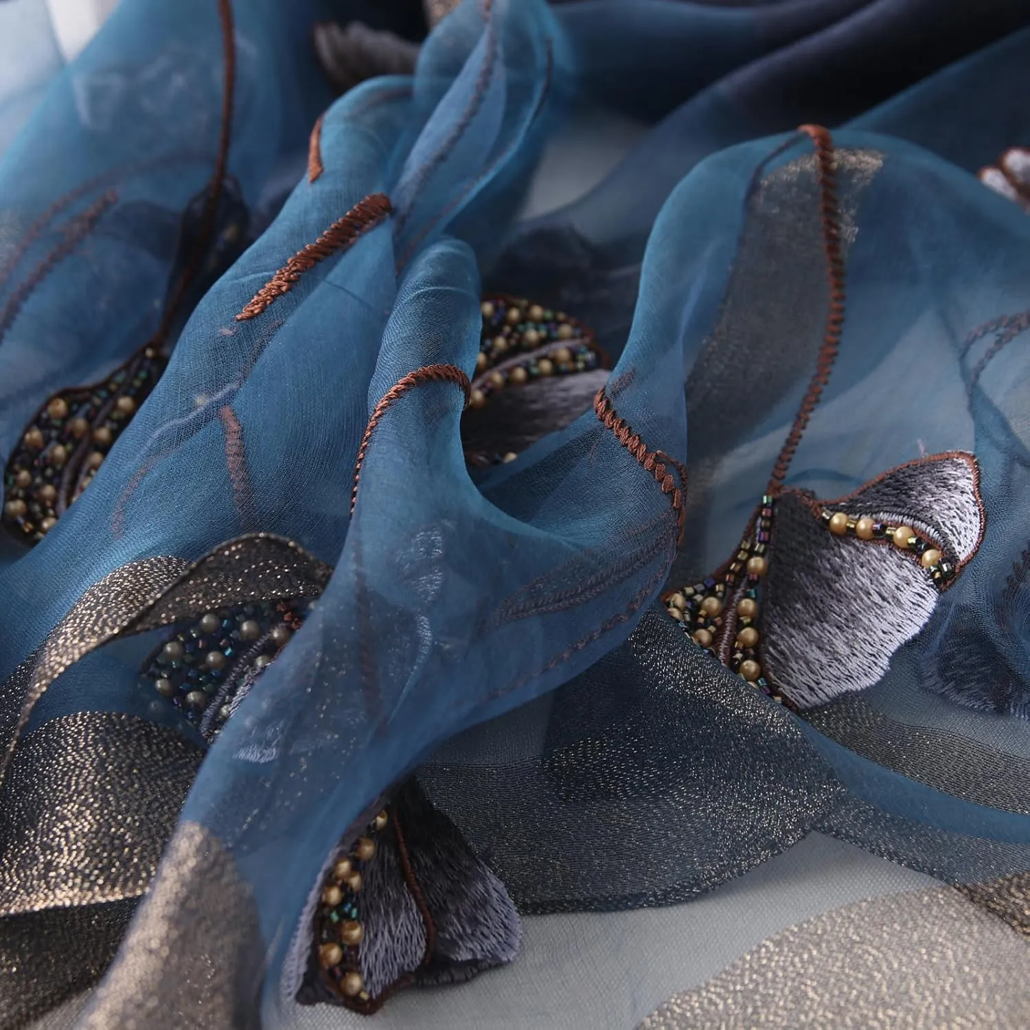 Purple Silk Scarf and Shawl - Elegant Embroidered Silk Scarf