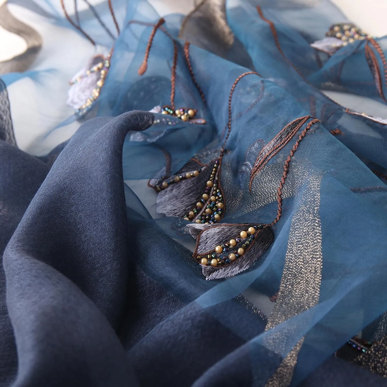 Purple Silk Scarf and Shawl - Elegant Embroidered Silk Scarf