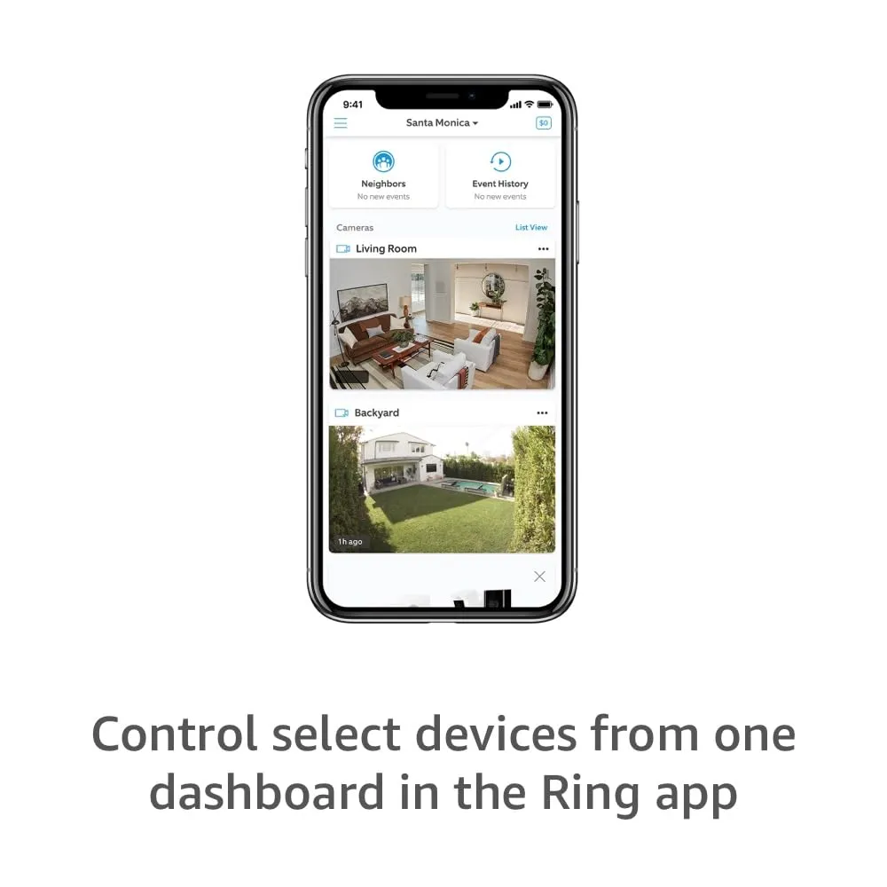 Ring Outdoor Cam (Stick Up Cam) | Weather-Resistant Outdoor Camera, Live View, Color Night Vision, Two-Way Talk, Motion alerts, Works with Alexa | White