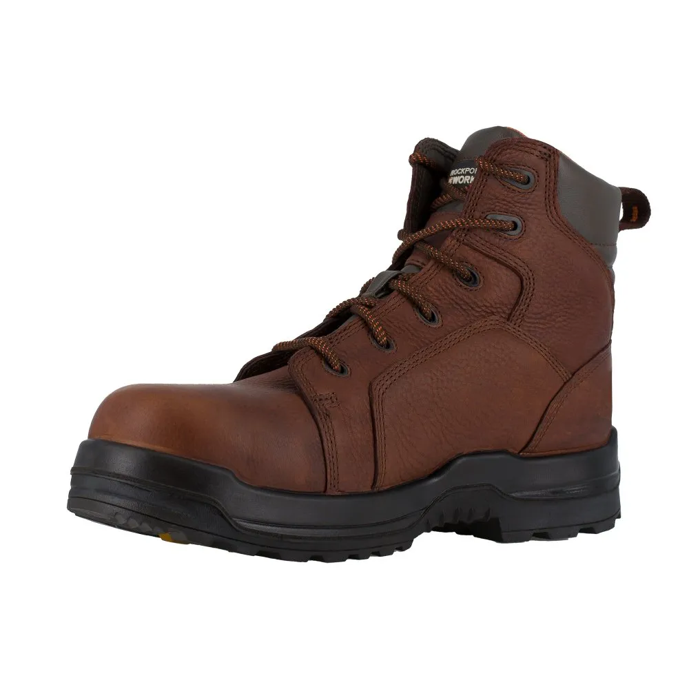 Rockport 6" Lace To Toe Waterproof Men's Composite Toe More Energy Work Boot Rk6640 In Brown
