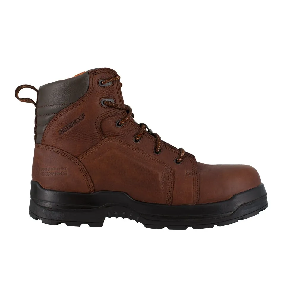 Rockport 6" Lace To Toe Waterproof Men's Composite Toe More Energy Work Boot Rk6640 In Brown