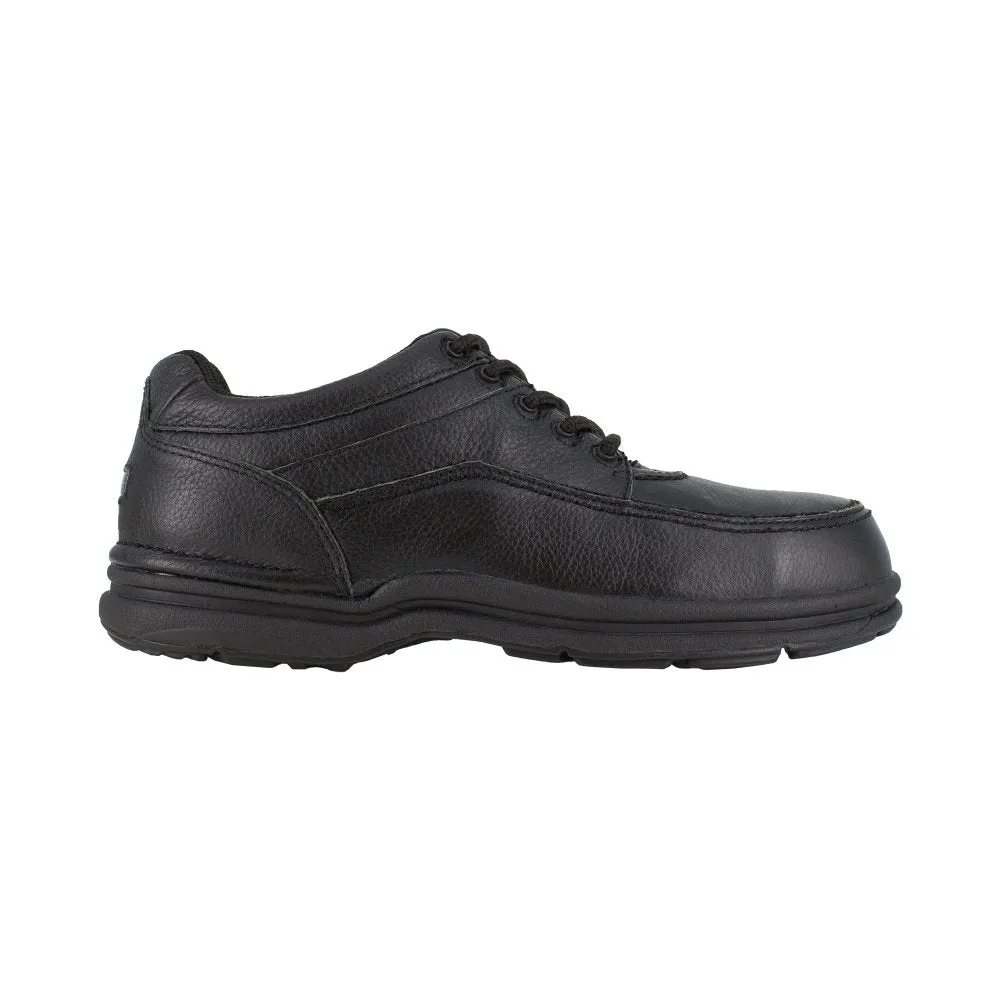 Rockport Five Eye Tie Casual Moc Toe Oxford Men's World Tour Steel Toe Shoe's Rk6761 In Black