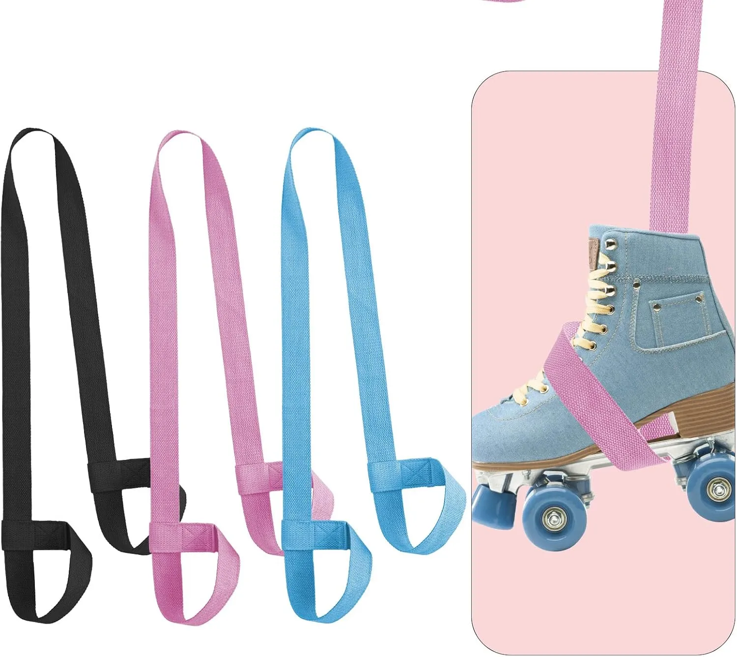 Roller Skate Leash, Adjustable Ski Boots Yoga Mat Carrier Strap for Yoga Mat, Skiing, Snowboarding, Ice Skates and Rollerblades