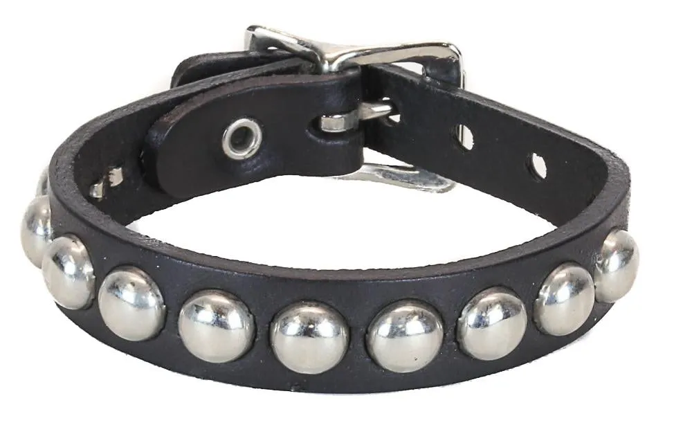 Skinny Round Studded Leather Bracelet