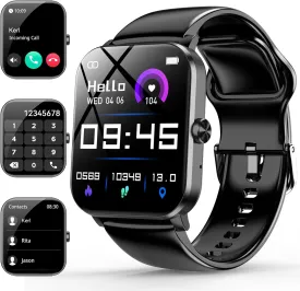 Smart Watch, 1.85" Smartwatch for Men Women (Answer/Make Call), Heart Rate, Sleep Monitor, Pedometer, 120  Sport Modes Activity Tracker, IP68 Waterproof Fitness Watch for Android iOS (Black)