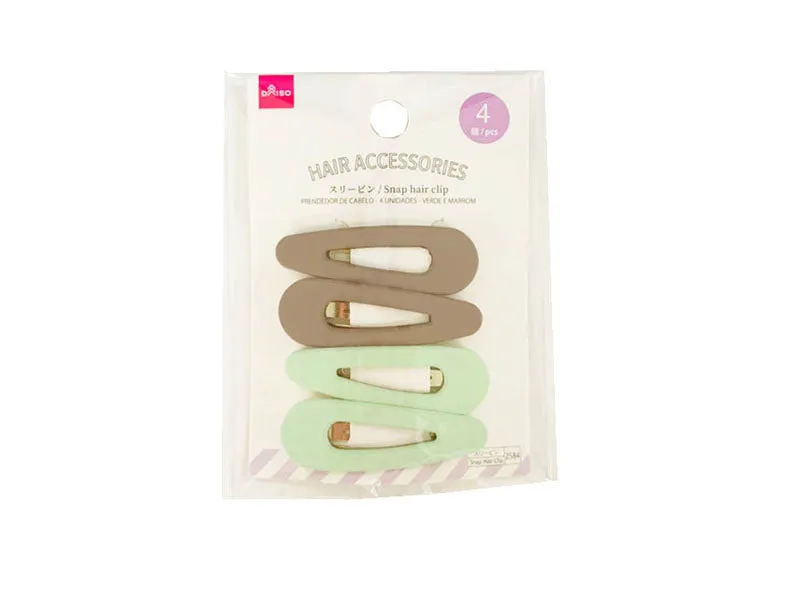 Snap hair clip - Matte - 4pcs - Green & Brown