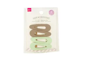 Snap hair clip - Matte - 4pcs - Green & Brown