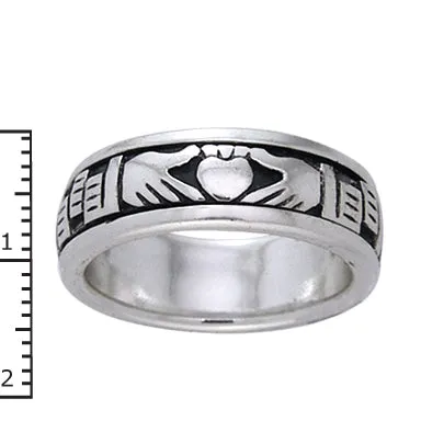 Sterling Silver Celtic Claddagh Irish Wedding Band Spin Ring