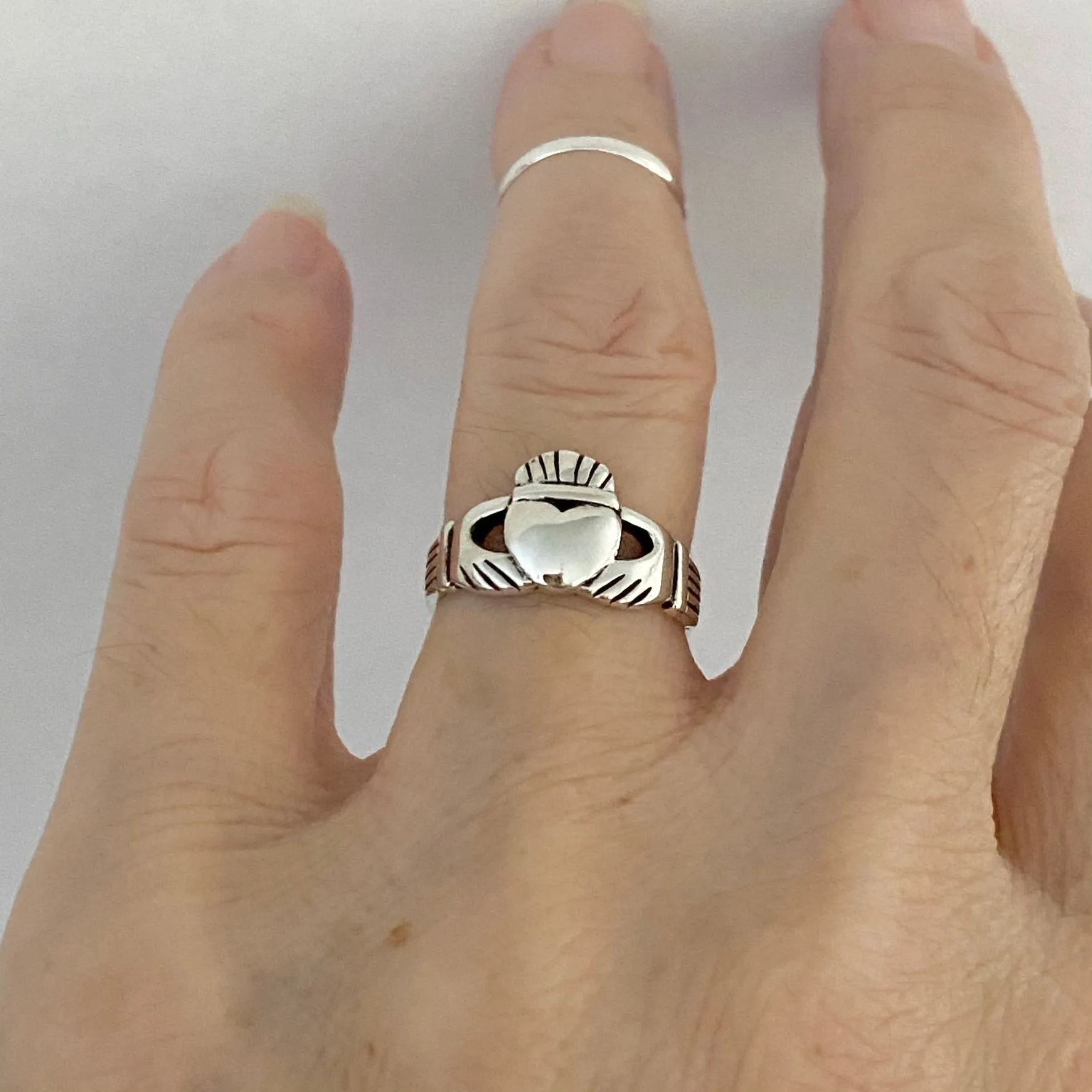 Sterling Silver Large Claddagh Ring, Friendship Ring, Heart Ring, Irish Ring, Silver Ring