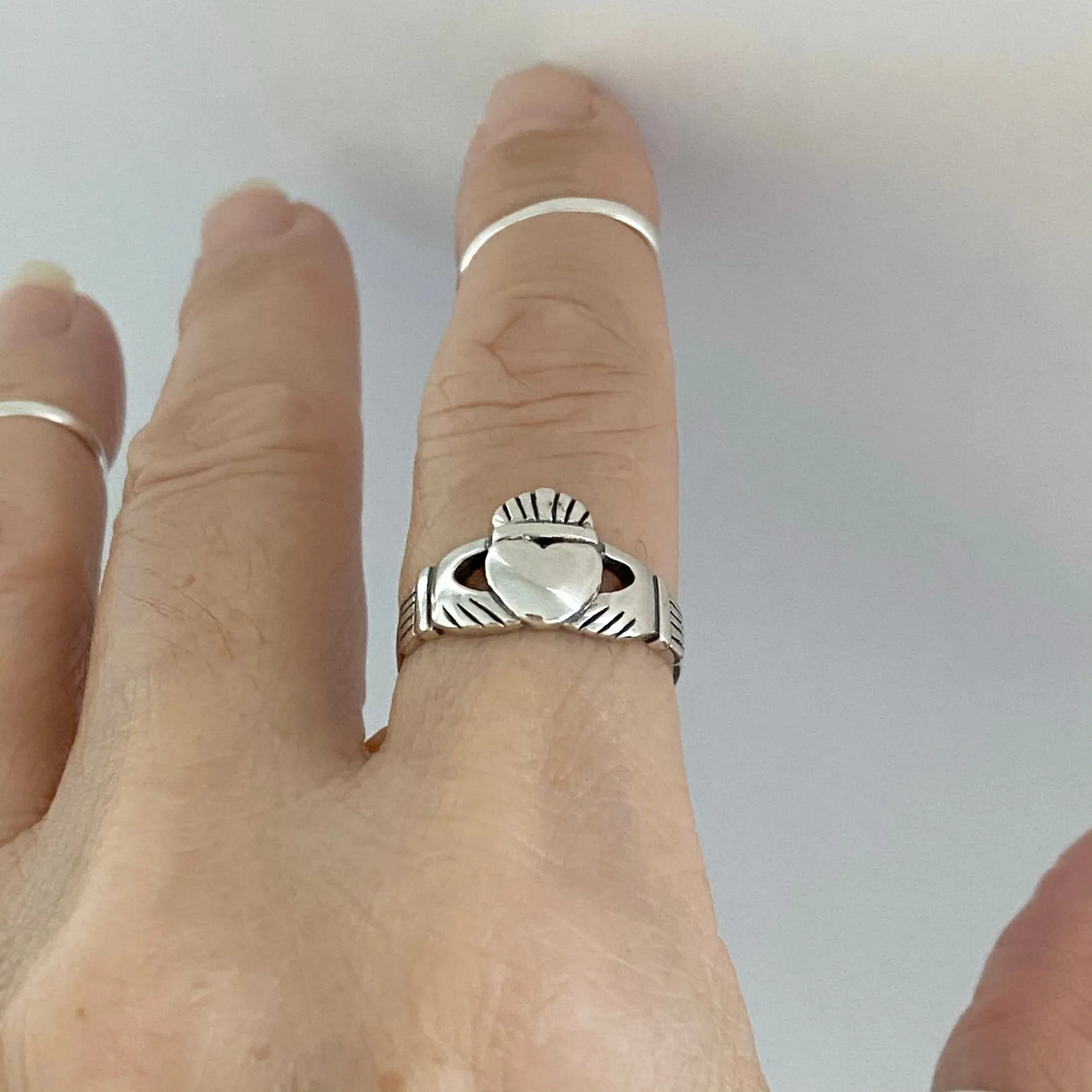 Sterling Silver Large Claddagh Ring, Friendship Ring, Heart Ring, Irish Ring, Silver Ring