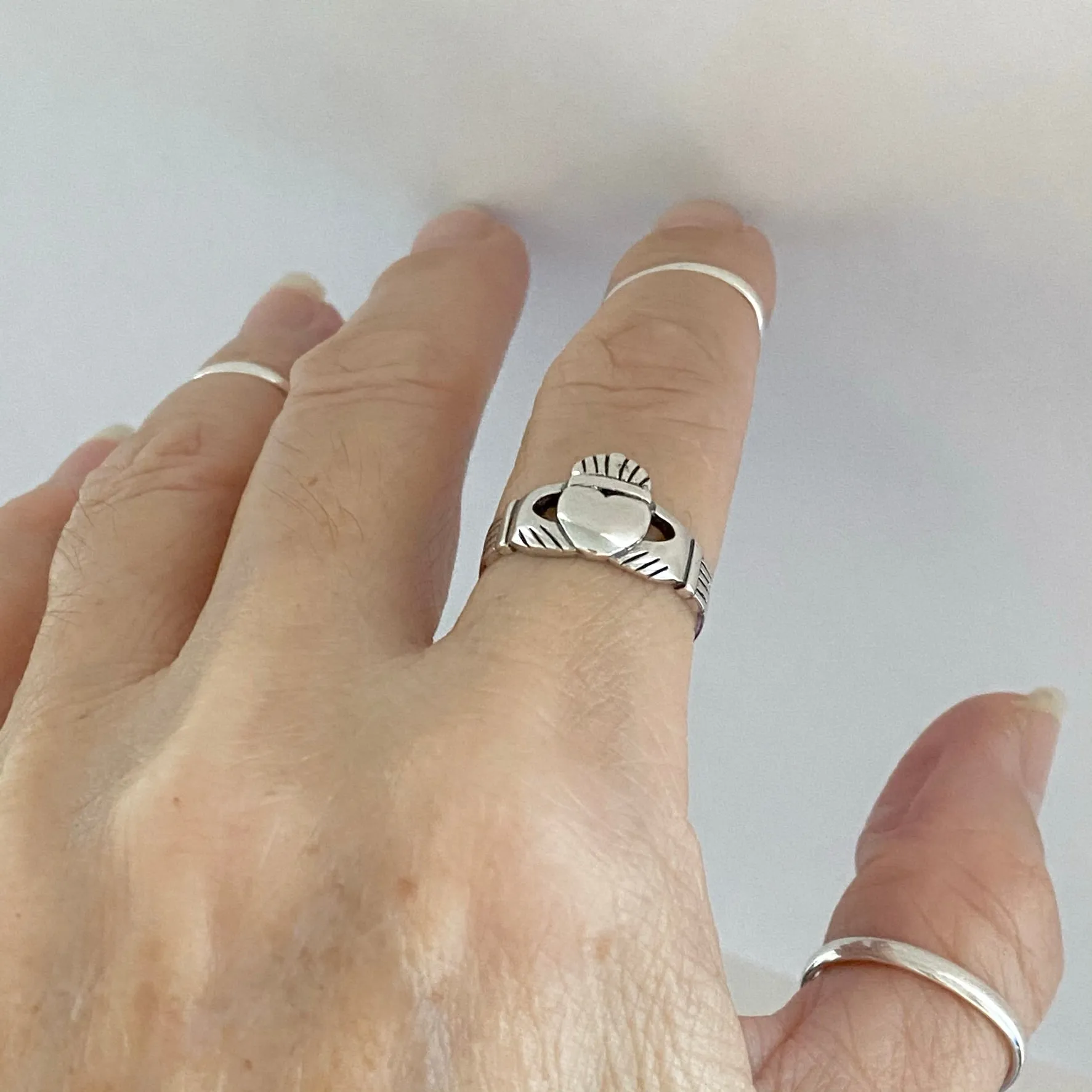 Sterling Silver Large Claddagh Ring, Friendship Ring, Heart Ring, Irish Ring, Silver Ring