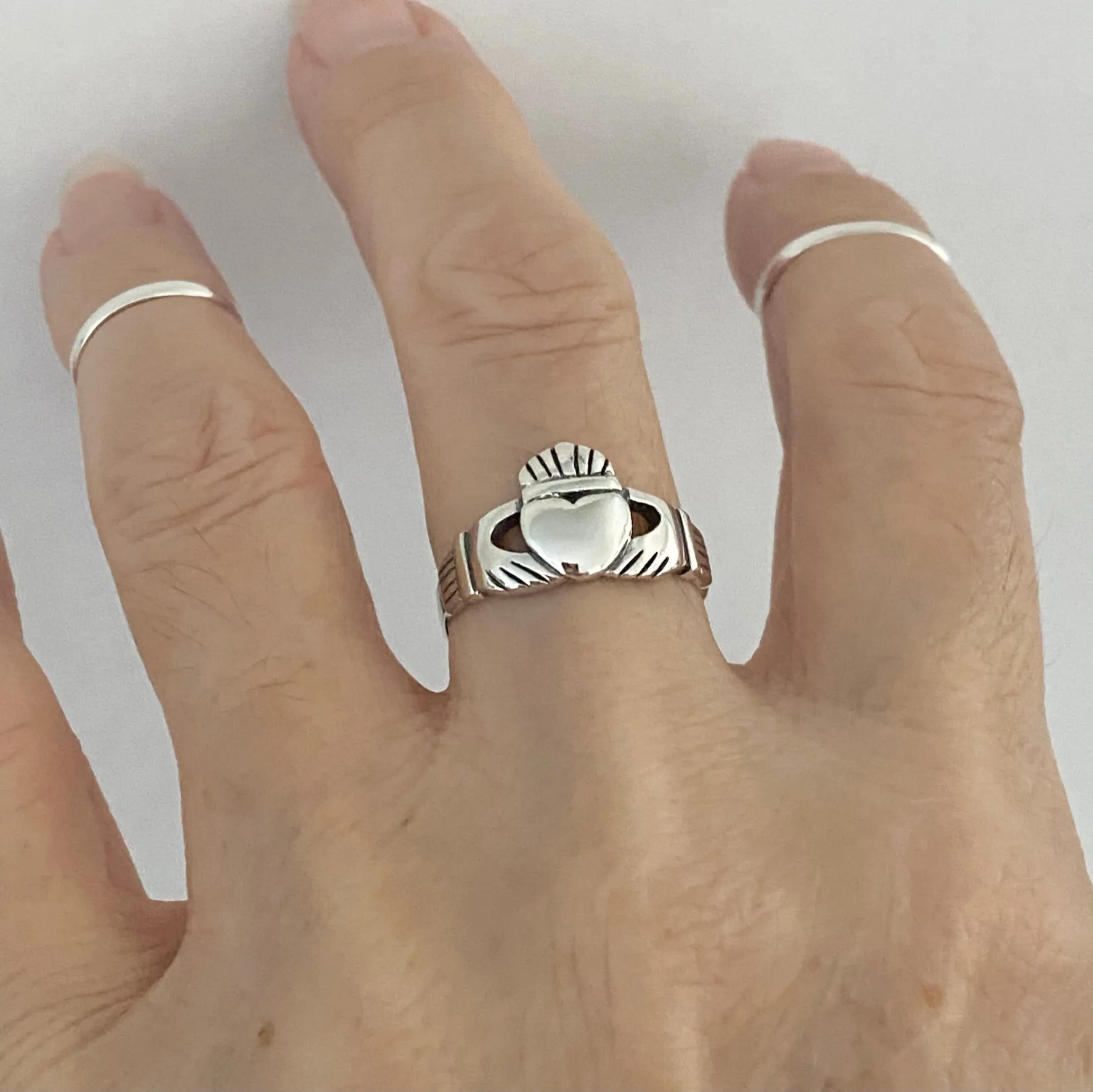 Sterling Silver Large Claddagh Ring, Friendship Ring, Heart Ring, Irish Ring, Silver Ring