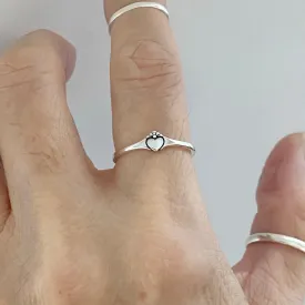 Sterling Silver Mini Claddagh Heart Ring, Dainty Ring, Friendship Ring, Silver Ring, Love Ring