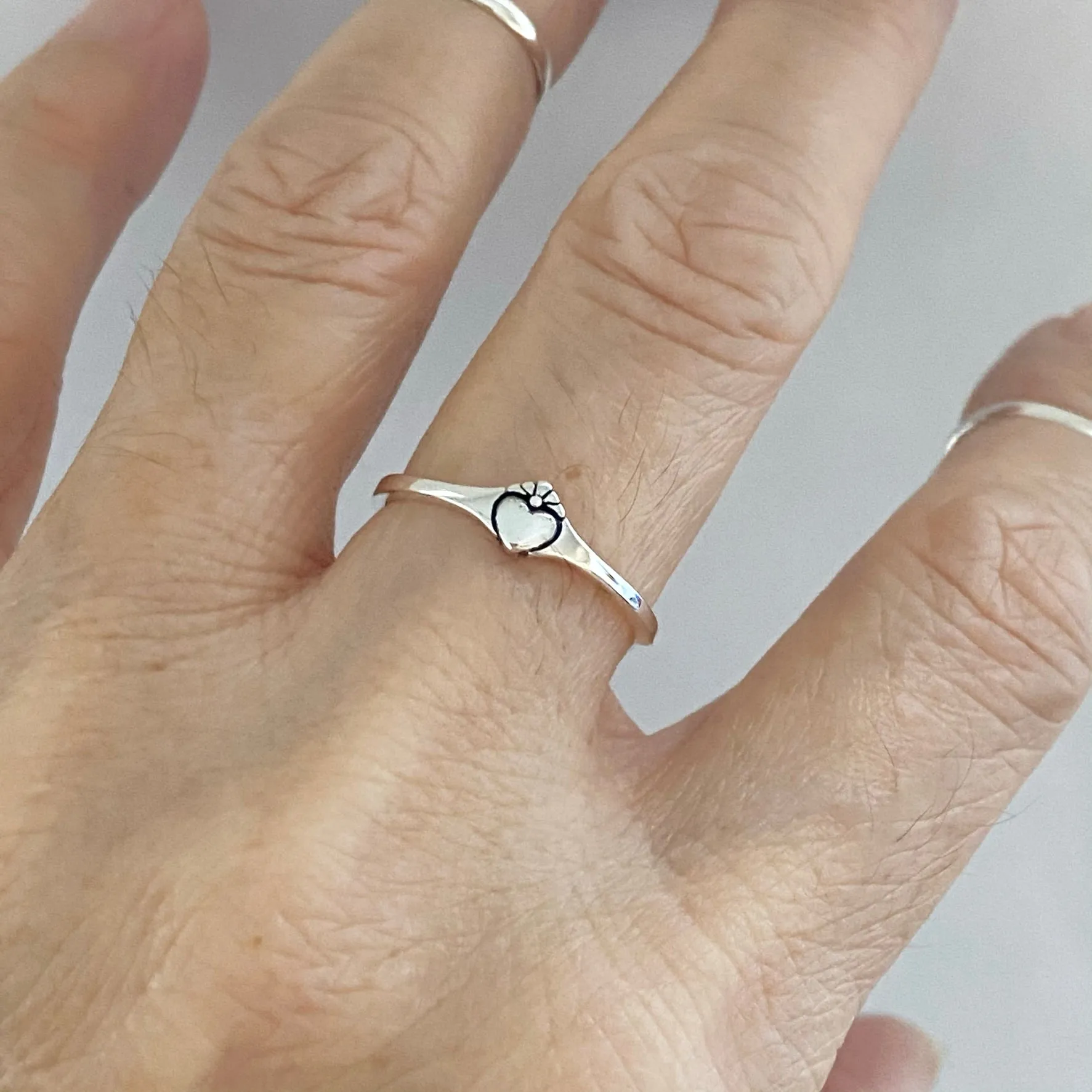 Sterling Silver Mini Claddagh Heart Ring, Dainty Ring, Friendship Ring, Silver Ring, Love Ring