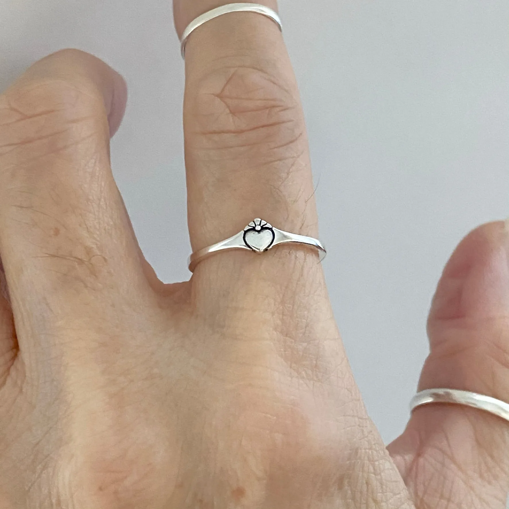 Sterling Silver Mini Claddagh Heart Ring, Dainty Ring, Friendship Ring, Silver Ring, Love Ring