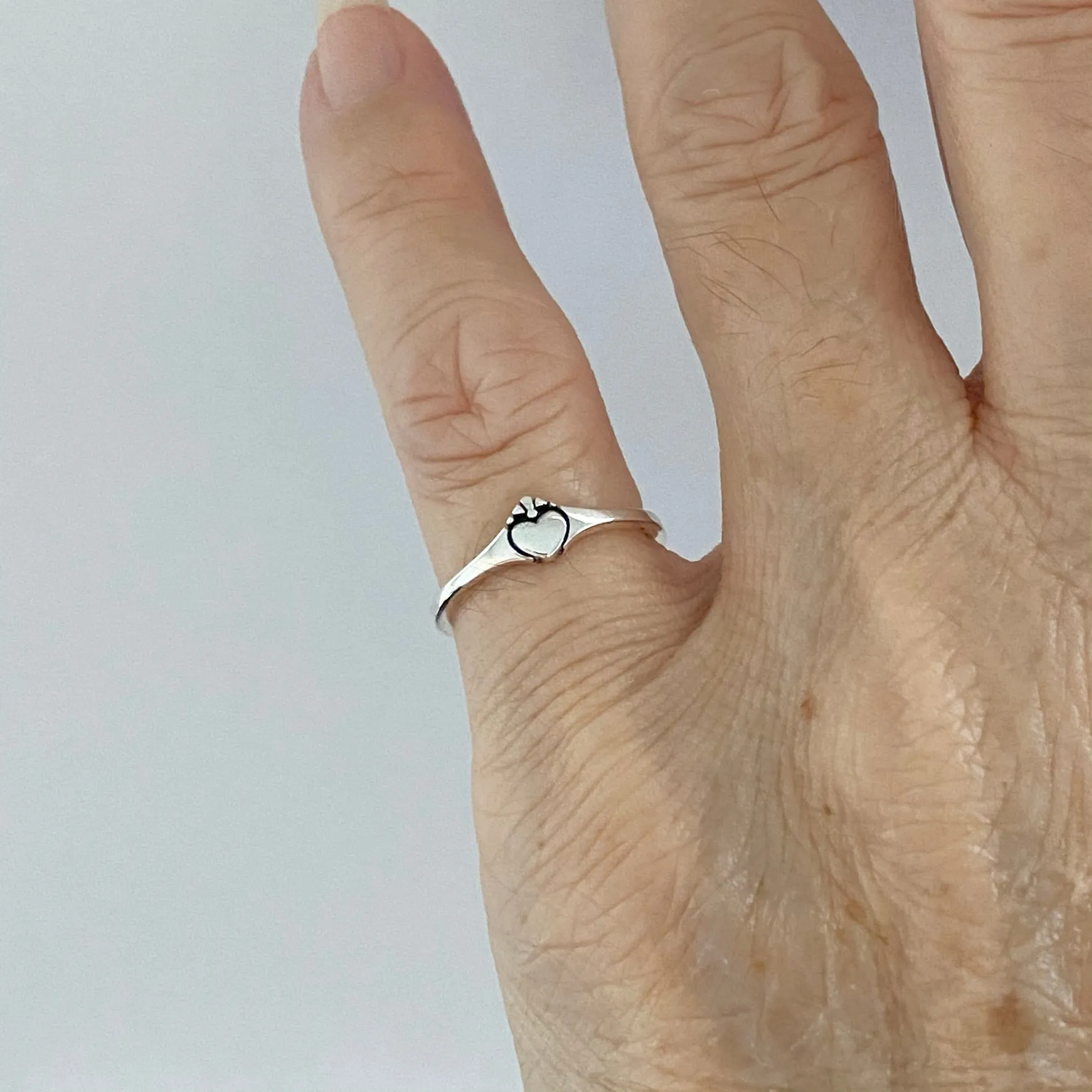 Sterling Silver Mini Claddagh Heart Ring, Dainty Ring, Friendship Ring, Silver Ring, Love Ring