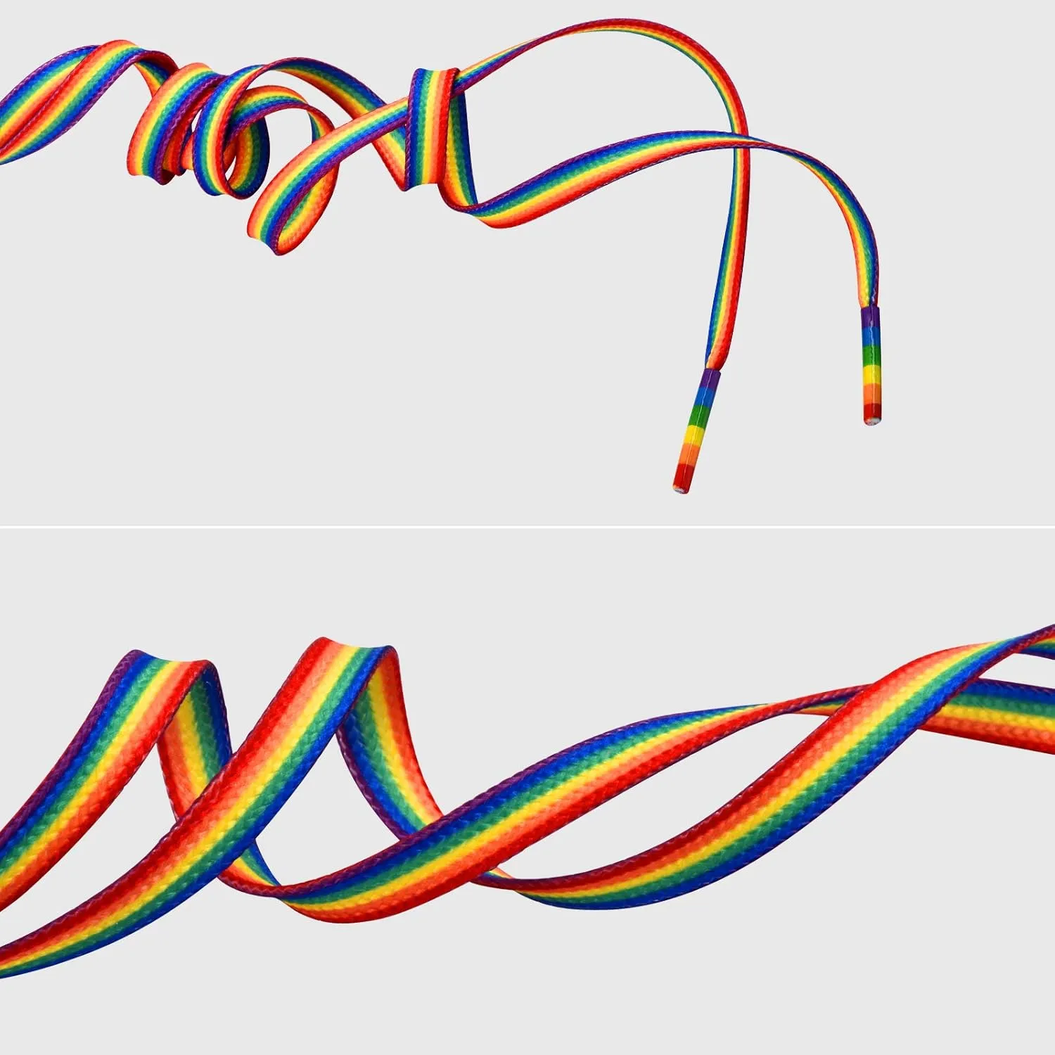 TeeLiy Rainbow Striped Shoe Laces - Rainbow Pride Shoelaces Gay Pride LGBTQ Laces for Parades 47"