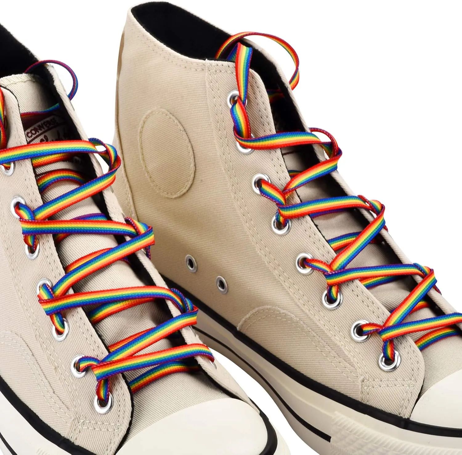 TeeLiy Rainbow Striped Shoe Laces - Rainbow Pride Shoelaces Gay Pride LGBTQ Laces for Parades 47"