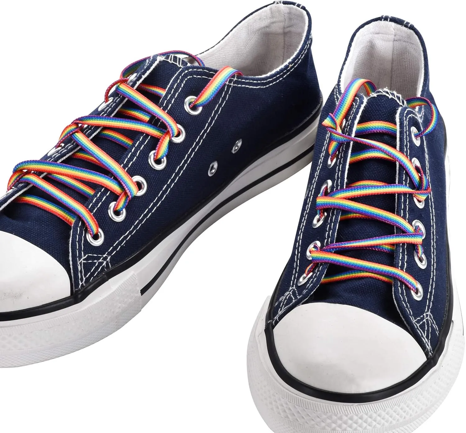 TeeLiy Rainbow Striped Shoe Laces - Rainbow Pride Shoelaces Gay Pride LGBTQ Laces for Parades 47"