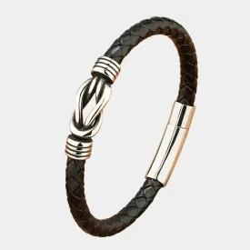 Thin Leather Bracelet - Cross & Crown